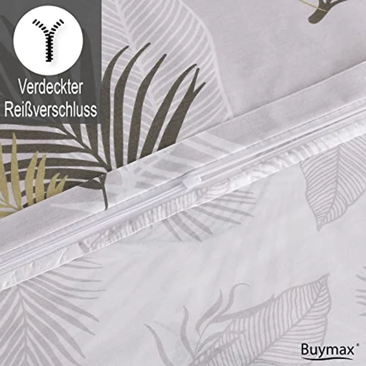 Buymax Bettwäsche, Renforcé: 100% Baumwolle, 2 teilig, Premium 100% Baumwolle Bettbezug-Set 155x220 cm mit Reißverschluss – Bild 5