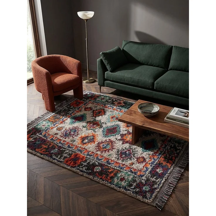 KADIMA DESIGN Teppich TAFRAUT Schlafzimmerteppich Hochflor 133x190 Multi kuschelig weich, Rechteckig, Höhe: 34 mm, Polyester recycelt, 30 mm, 2590 g/m², rutschhemmend, pflegeleicht – Bild 3