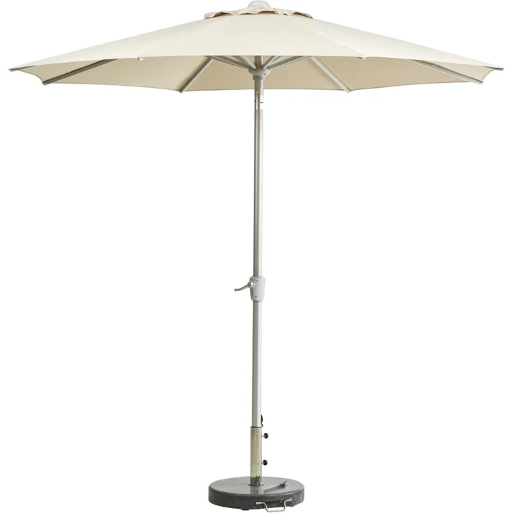 Sonnenschirm Abriola aus Aluminium und Polyester, neigbar, rund, Champagne, Ø 270 cm