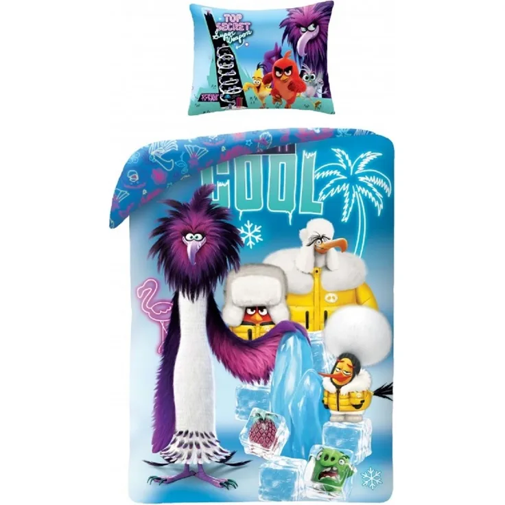 Angry Birds Bettwäsche Set aus Baumwolle Bettdeckenbezug 140 × 200 cm mit 70 × 90 cm Kissenbezug