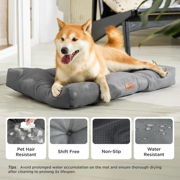 BEDSURE Hundekissen kleine Hunde waschbar - 76x50 cm Hundebett M für kleine, mittelgroße Hunde gepolstert Hundematte dunkelgrau in 10cm Höhe – Bild 2