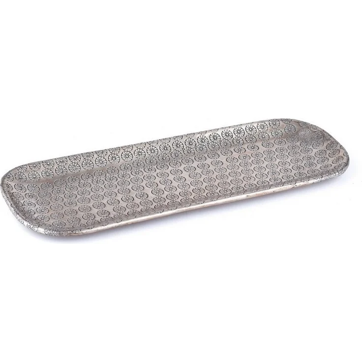 Marrakesch Orient & Mediterran Interior Dekotablett Orientalisches Dekotablett Serviertablett Jabar Silber 30cm, Handarbeit – Bild 5