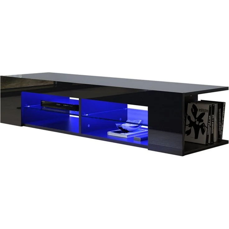 SONNI Lowboard TV Schrank schwarz mit 12 Led Farben Beleuchtung, TV – Bild 1