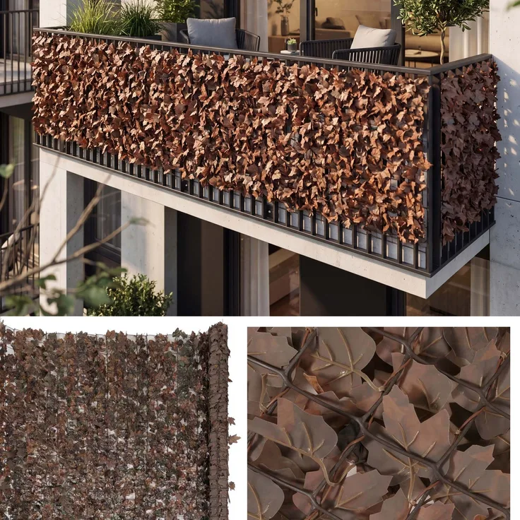 Balkonsichtschutz N77, Sichtschutz Windschutz Verkleidung für Balkon Terrasse Zaun ~ 500x150cm Ahorn braun