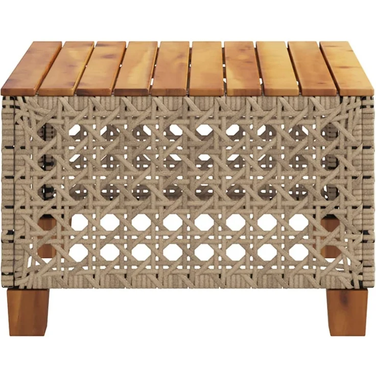 vidaXL Gartentisch Beige 55x55x36 cm Poly Rattan Akazienholz 365931 – Bild 5