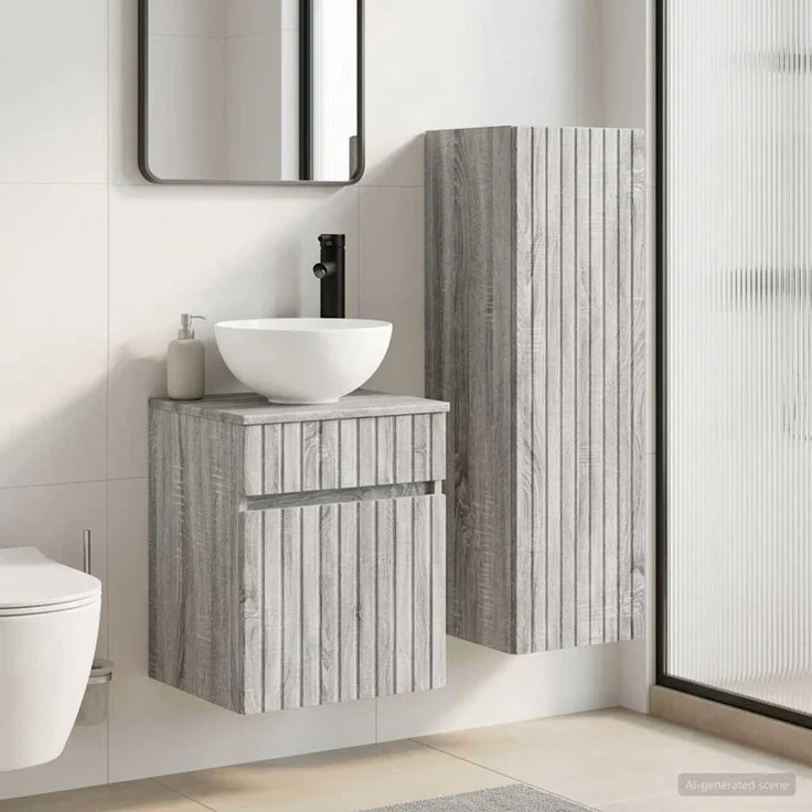 vidaXL Badezimmerschrank-Set 2 stk. Grau Sonoma 33 x 34,5 x 100 cm 3406139 – Bild 1