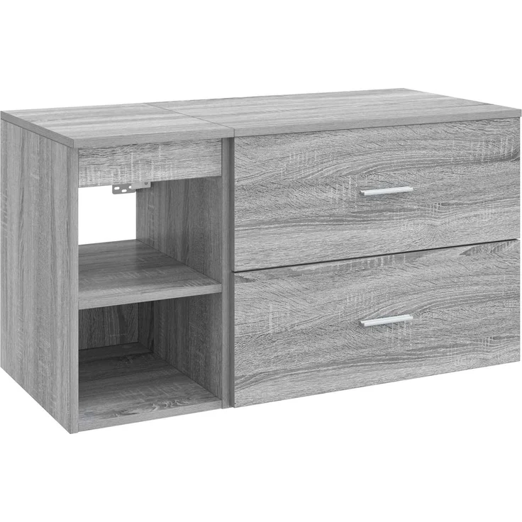 vidaXL Badezimmermöbel-Set zur Wandmontage 2 stk. Grau Sonoma 3403941 – Bild 2