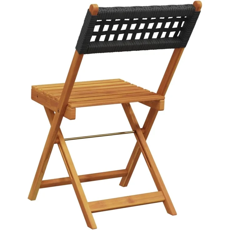 vidaXL Gartenstühle 6 Stk. Klappbar Schwarz Poly Rattan & Massivholz 3214593 – Bild 5
