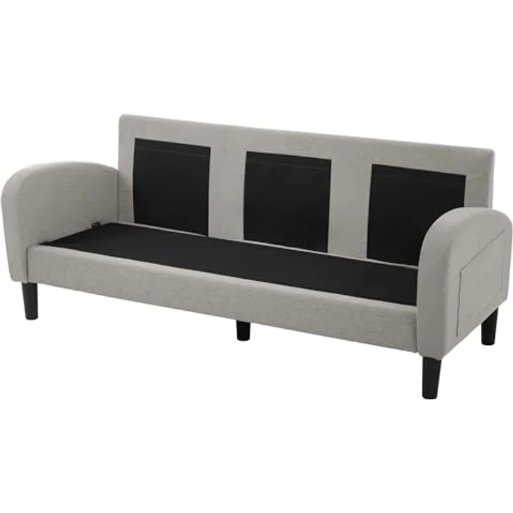 Ball & Cast L-förmiges Eckcouch mit Schlaffunktion, 3-Sitzer Sofa mit Kunststoffbeine aus Baumwoll-Leinenstoff für das Wohnzimmer Wohnung Villa, 166 x 77 x 118 (BxHxT), Grau – Bild 9