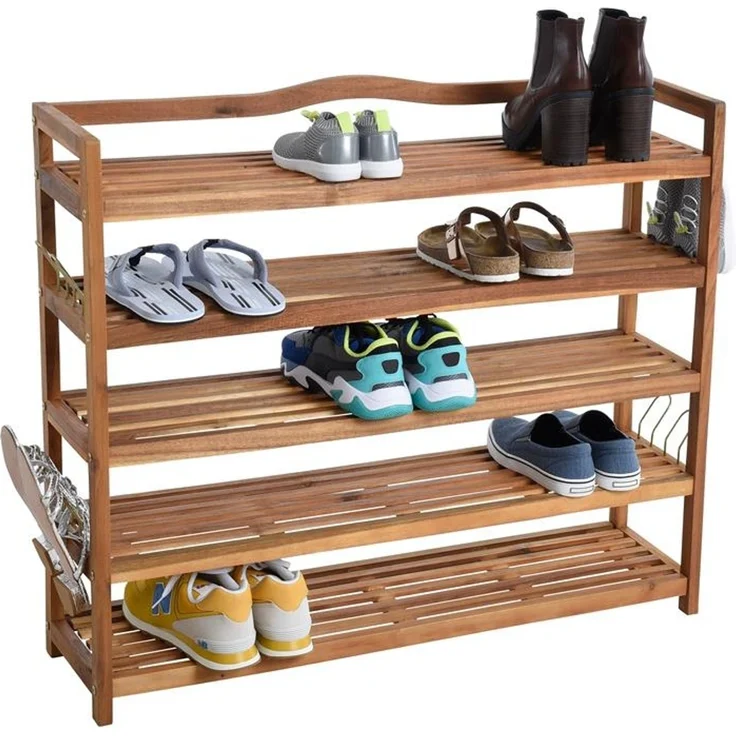 Schuhregal Holz Schuhschrank Schuh Regal 5 Etagen Schuhständer Schuhablage Bank – Bild 11