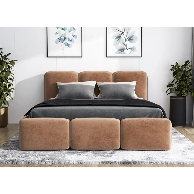 Polsterbett STAR 90x200 mit Matratze, Bettkasten und Lattenrost. Farbe: Tabak 3 – Bild 2
