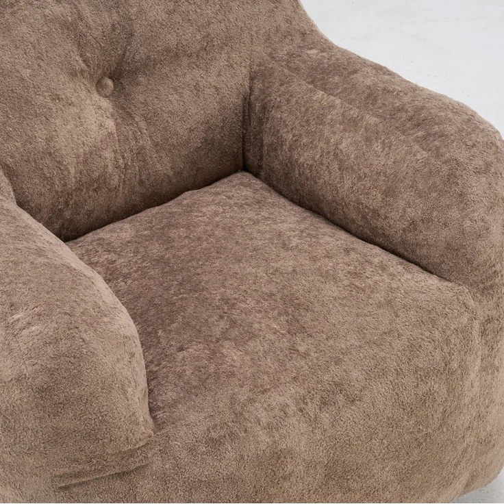 DESVIAE Sitzsack Khaki aus Kunstfell – 49x45x33 cm – Armlehnen – Bild 6