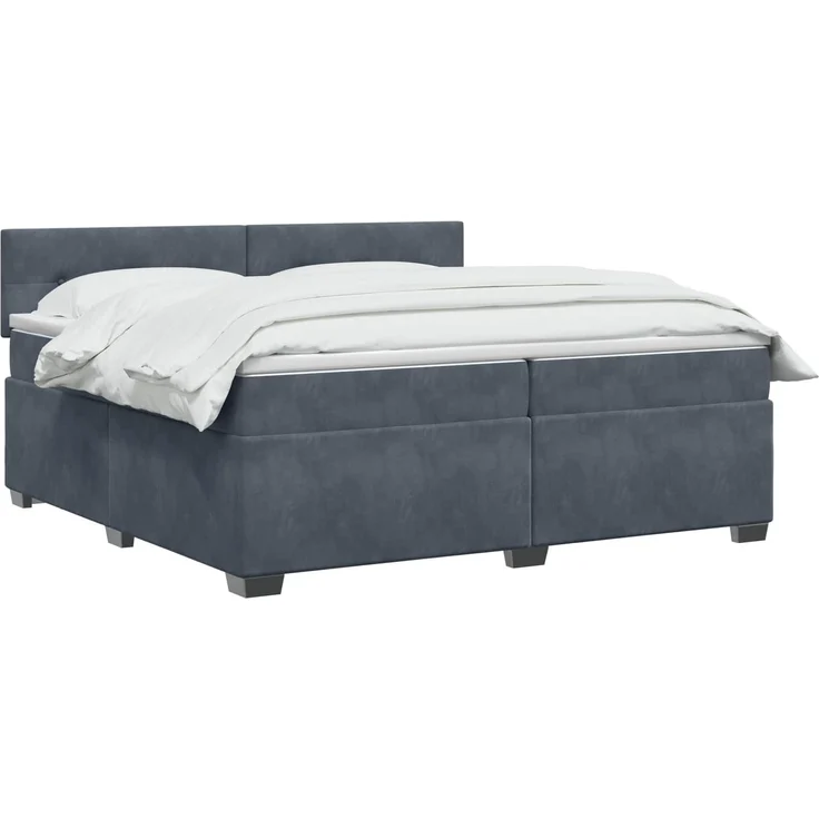 vidaXL Boxspringbett mit Matratze Dunkelgrau 200 x 200 cm Samt 3450783 – Bild 3