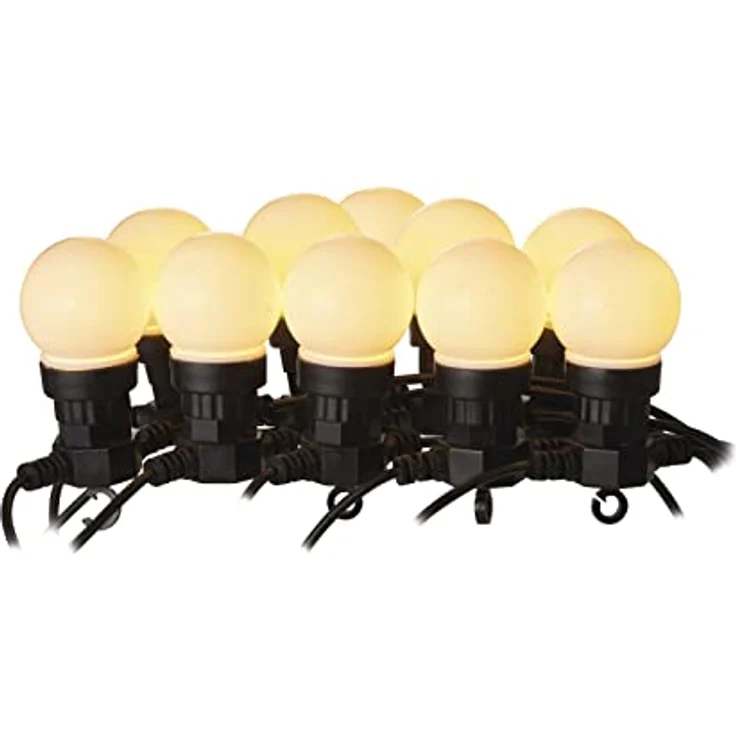 EMOS LED-Lichterkette DCPW01, 5m warme weißen Kugel-LEDs mit IP44 Schutz für Innen und Außen, 10 milchige Glühbirnen, ideal für Partys und Weihnachtsdeko – Bild 2