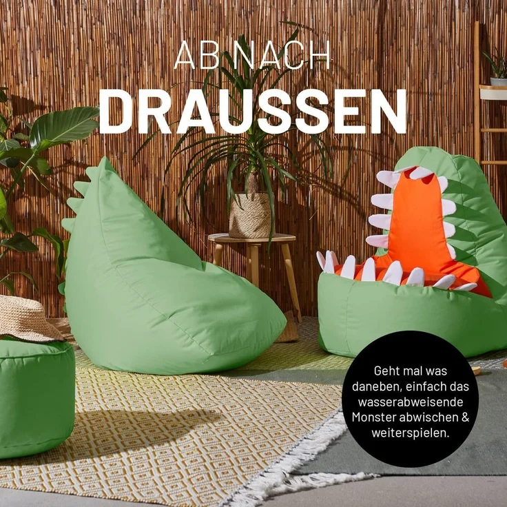 Lumaland Sitzsack Kinder Monster 80x80x70 cm, weiches Sitzpolster, pflegeleichtes Material, leicht – Bild 2