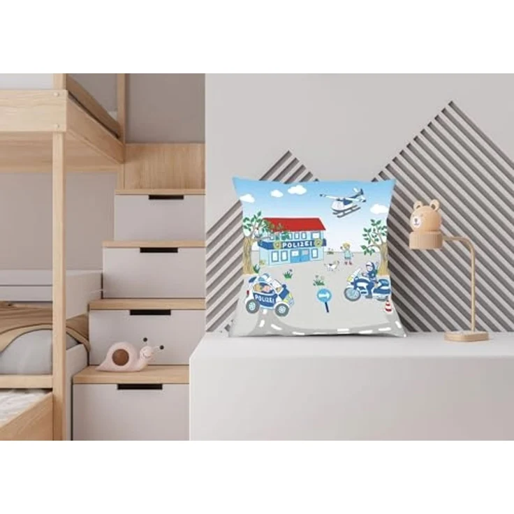 Herding Dekokissen Polizei Dekokissen 40x40cm hochfarbig bedruckt, Sehr anschmiegsam, kuschelig weiche Qualität – Bild 2