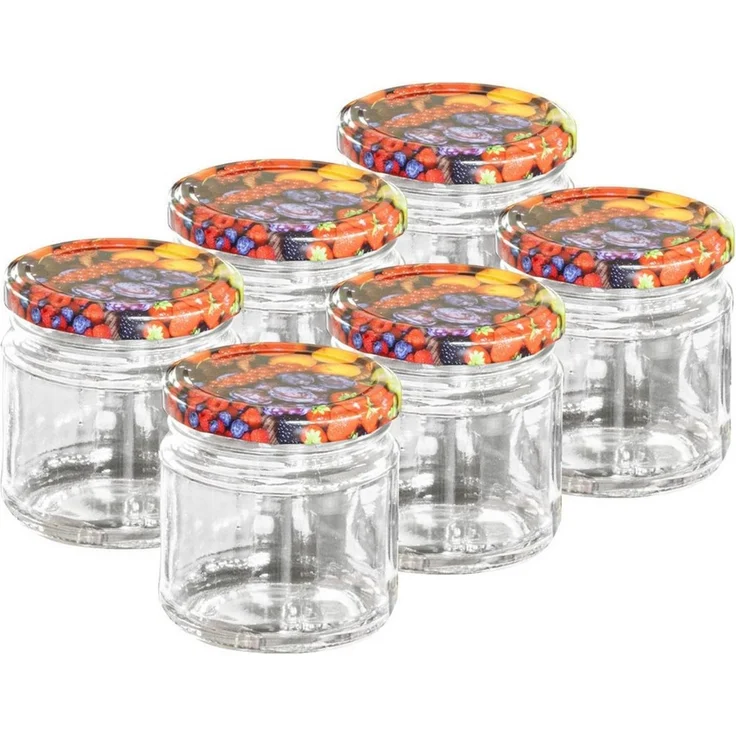 Casativo Einmachglas Sturzgläser 315ml mit Früchte-Dekor: Einmachgläser luftdicht & schick, Glas, (6-tlg), Luftdichte Aufbewahrung von Lebensmitteln – Bild 1