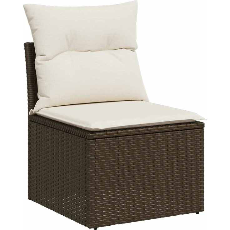 vidaXL Sofa Set 5 stk. Braun und Creme Weiß Polyrattan und Stahl 3447874 – Bild 4