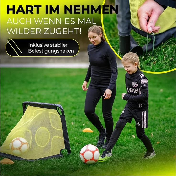 2in1 Fußballtor Kinder Garten – Pop-Up Tor inkl. Tasche & Torwand | Mini Fußballtor für Outdoor & Indoor, Sportspielzeug, Fußballtraining – Bild 2