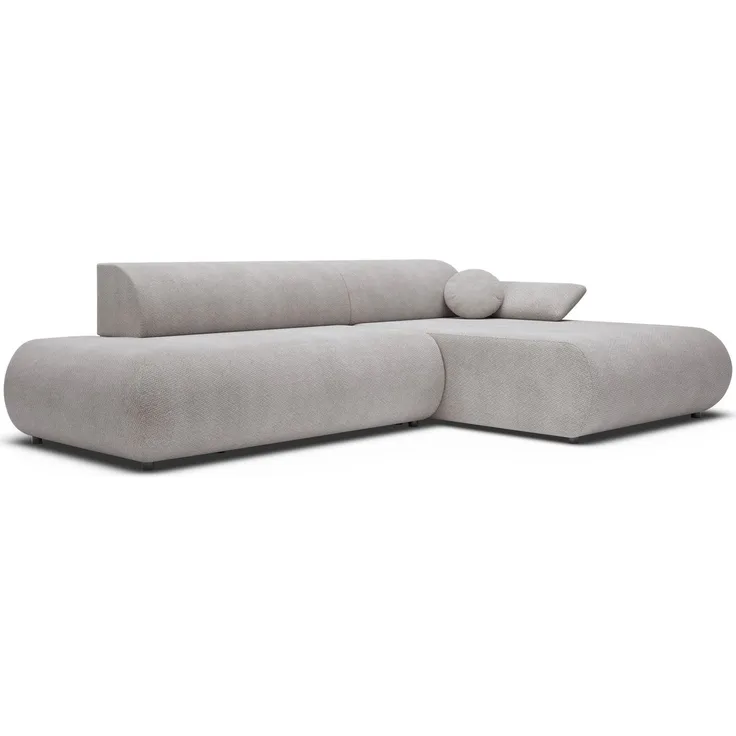 Selsey 'Armone' Ecksofa mit Schlaffunktion, Chenille, Ottomane rechts, Hellgrau