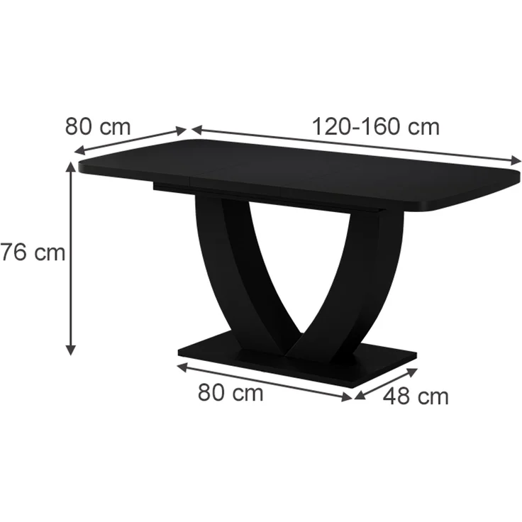 Esstisch Fenaro Schwarz 120 x 80 cm ausziehbar Vicco – Bild 2