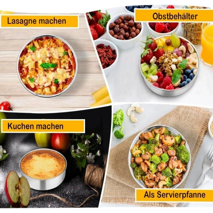 Homikit Edelstahl Rund Backform 2er-Set 16cm Hochglanzpoliert Spülmaschinenfest – Bild 7