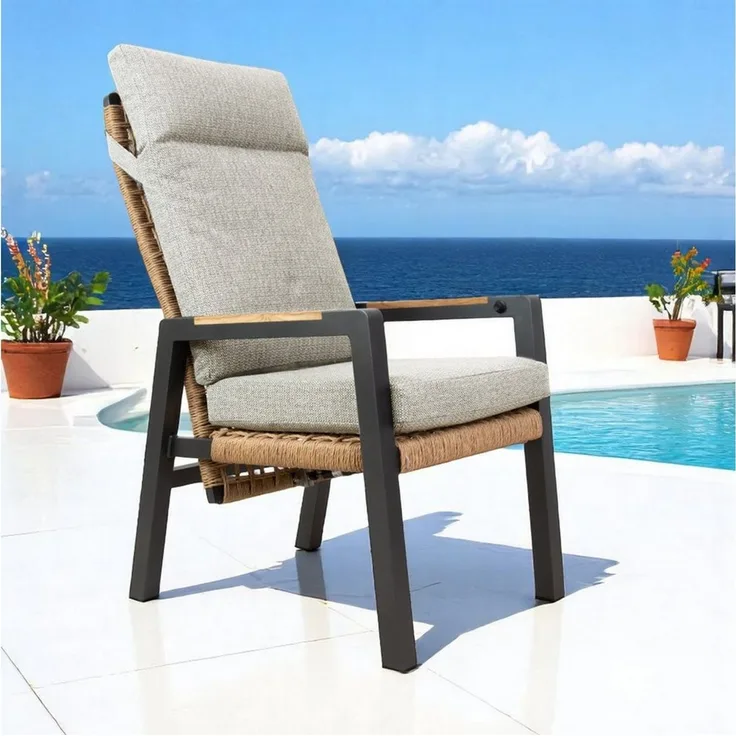 osoltus Vicenza Alu Teak Gartensessel verstellbar Sessel Anthrazit + Kissen