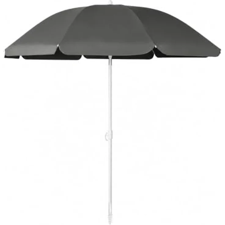 SUNULA Sonnenschirm 160 cm, knickbar und höhenverstellbar mit Bodenhülse & Schutzhülle, UV-Schutz 50+, weiß/silber – Bild 1