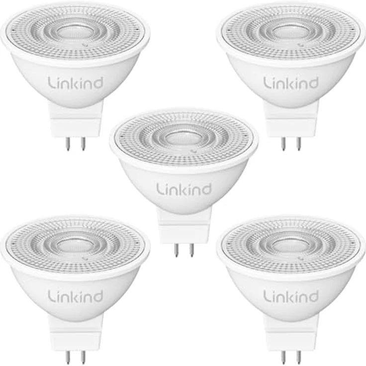 Linkind 12V GU5.3 Led 3.4W, 35 Watt ersetzt, 2700K Warmweiß 36° Abstrahlwinkel LED Spot MR16, 360Lm AC/DC 12V LED Leuchtmittel, 25,000 Std. Lebensdauer, Nicht dimmbar, 5 Stück – Bild 2