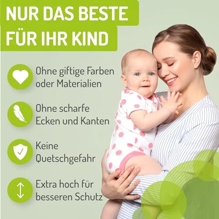 BOMI Türschutzgitter Miko PEFC geprüftes Buchenholz 63-161 | Ohne Bohren | 90° Stop |Tuerschutzgitter XXL Durchgang | Treppengitter zum Klemmen für Baby – Bild 8