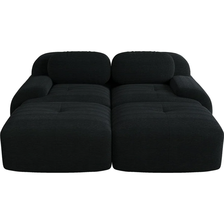 2-Sitzer-Sofa aus Cordstoff,modular kombinierbar mit Chaiselongue rutschfest ergonomische Armlehnen und hochelastische Polsterung für Wohnzimmer und Schlafzimmer,Cordstoff,Black, – Bild 4