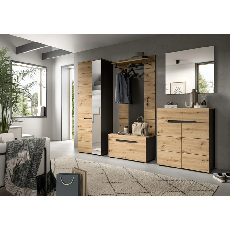 Garderoben-Set >Canu< in Basalt Grau / Artisan - 175x190x37cm (BxHxT) – Bild 5