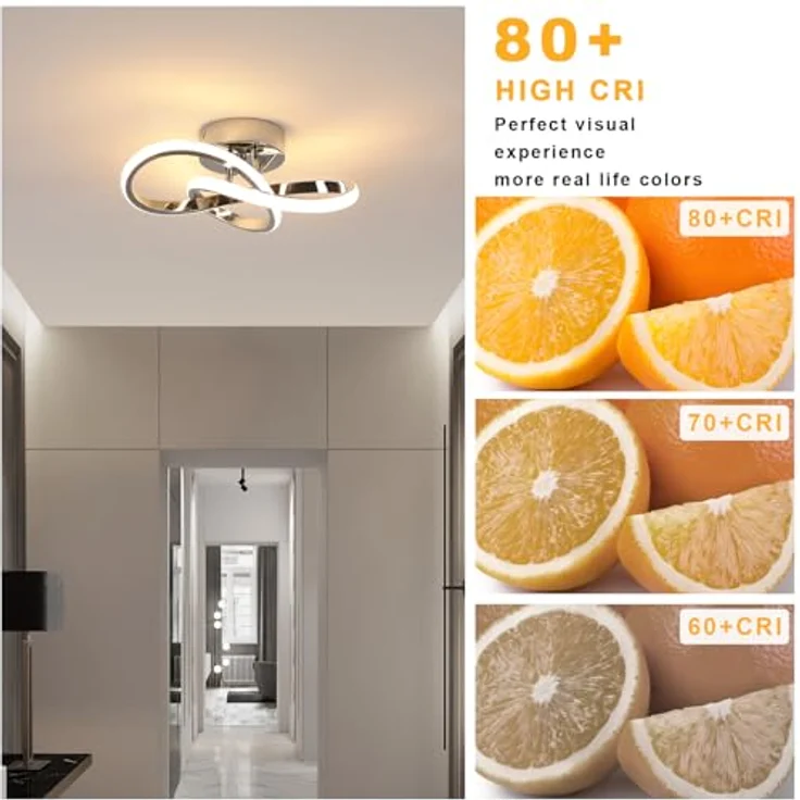 Comely LED Deckenleuchte, 30W 3300LM Moderne Deckenlampe in Blumenform, Silberne Acryl LED Deckenbeleuchtung für Wohnzimmer Schlafzimmer Flur Küche, Warmweißes Licht – Bild 7