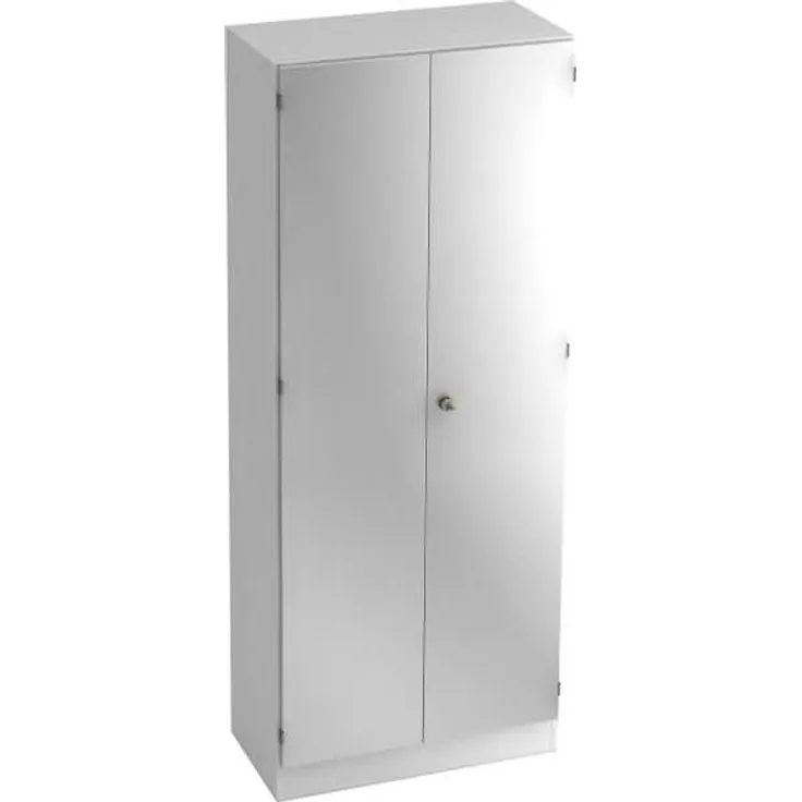 Schrank 5 Ordnerhöhen mit Sockel SG Weiß / Silber