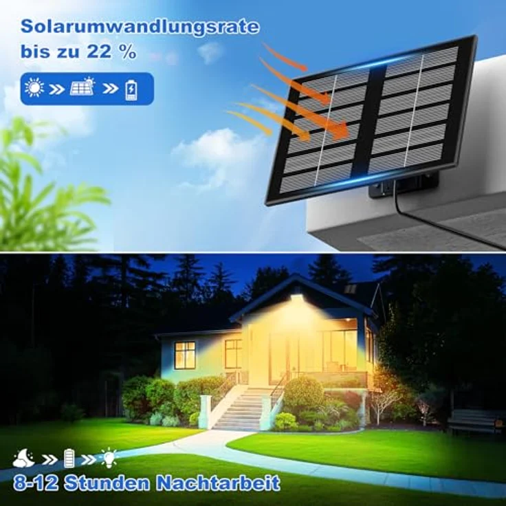 Realky Solarlampen für Außen mit Fernbedienung,Außenlampe mit bewegungsmelder,IP65 Wasserdichte Solarleuchte mit Drei Farbtemperaturen für Garage, Garten, Haustüren, Rasen-1 Stück – Bild 4