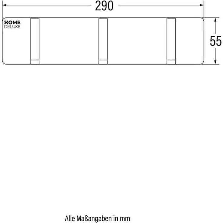 Home Deluxe Garderobenleiste HOOK - Schwarz, Bambus Holz / Zinklegierter Stahl, 2 x5,5 x29 cm – Bild 7