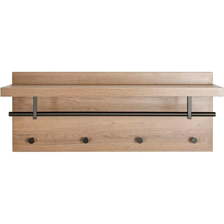 HAKU Möbel Wandgarderobe, eiche, schwarz, 75x26 x H 30 – Bild 2