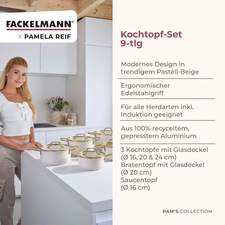 FACKELMANN Topf-Set Kochgeschirr, Aluminium-Töpfe, Keramikbeschichtung – Bild 2