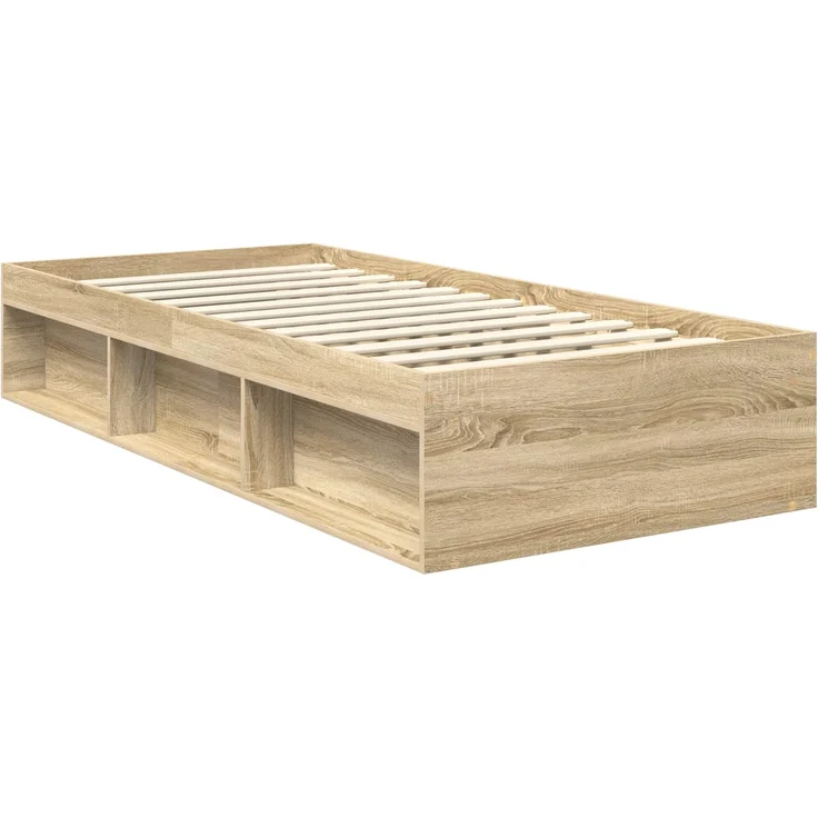 vidaXL Bettrahmen Sonoma-Eiche 90 x 200 cm Massives Kiefernholz 3412945 – Bild 4