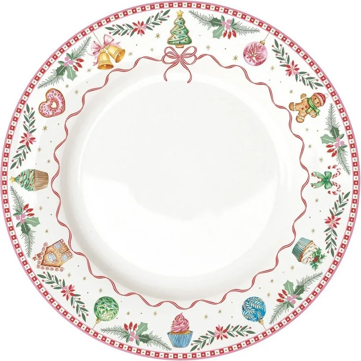 EasyLife Speiseteller Sweet Christmas, Spülmaschinengeeignet, Mehrfarbig, Motiv: Lebkuchen