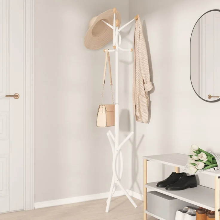 vidaXL Garderobenständer Weiß 176 cm Pulverbeschichtetes Eisen 377084 – Bild 2