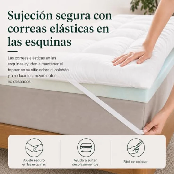 Zinus Mattress Topper, Polyester, Weiß, 190 x 135 cm | Zweilagig, weich, gepolstert und atmungsaktiv mit 4 elastischen Bändern – Bild 8