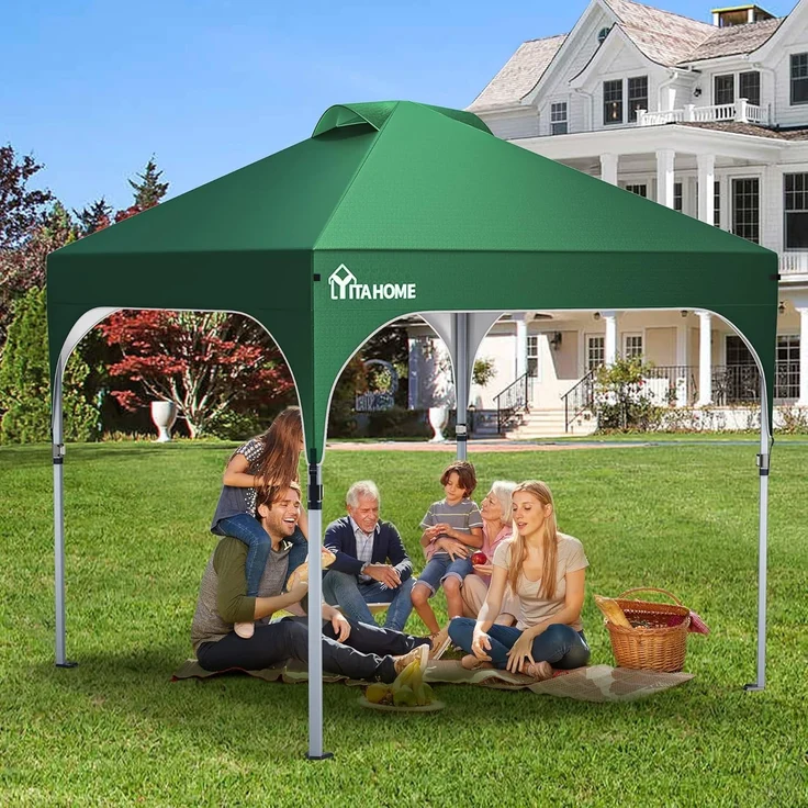 YITAHOME 3X3 wasserdichte Pavillon Faltpavillon, Faltbarer Stabil Pop up Pavillon Outdoor Anti-UV Gartenpavillon Höhenverstellbarfür Alle Jahreszeiten Für Party Camping Märkte Pool Festival, Grün – Bild 8
