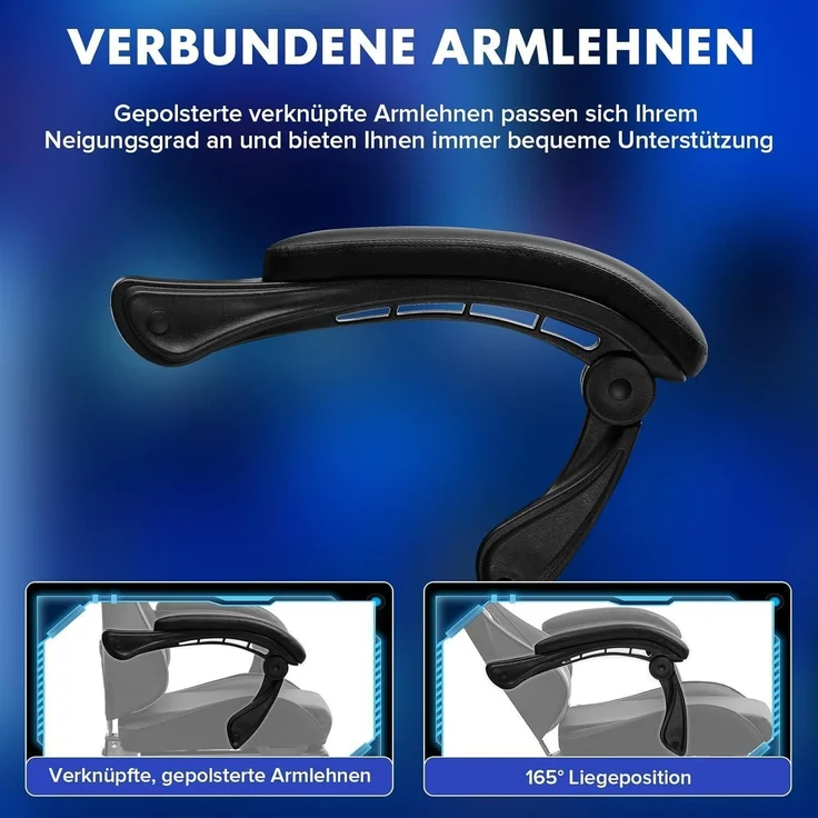 Gaming Stuhl Fußstütze Lendenkissen 150kg Grau – Bild 5