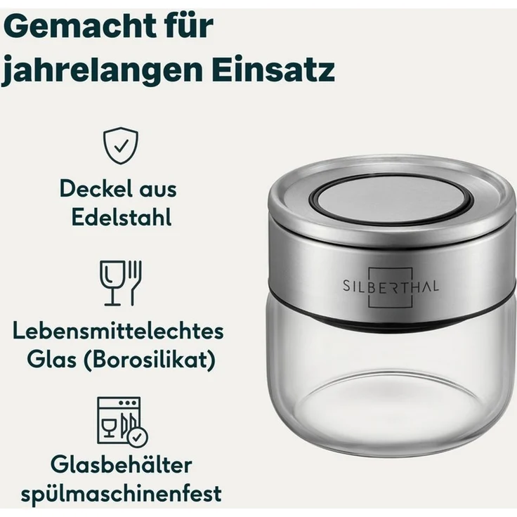 SILBERTHAL Gewürzbehälter Gewürzglas 100 ml mit Klickdeckel, Glas, Edelstahl, (Einzeln, 1-tlg), Luftdicht & Mottensicher – Bild 4