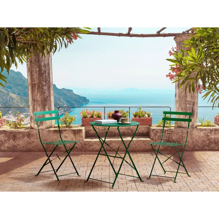 Bistro Set FIORI Metall Dunkelgrün Grün – Bild 3