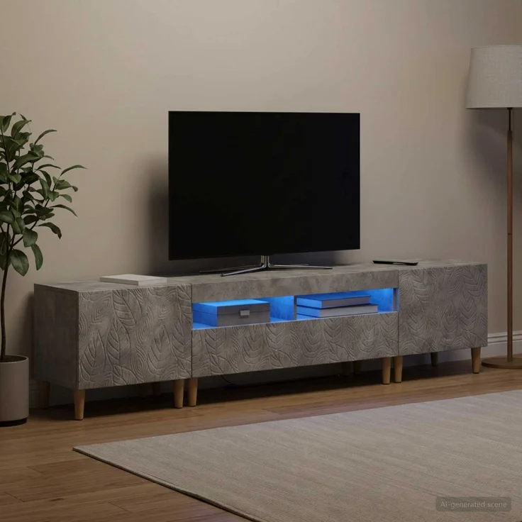 vidaXL 3-teiliges LED TV Regal DELFT Betongrau Holzwerkstoff 3416760 – Bild 1