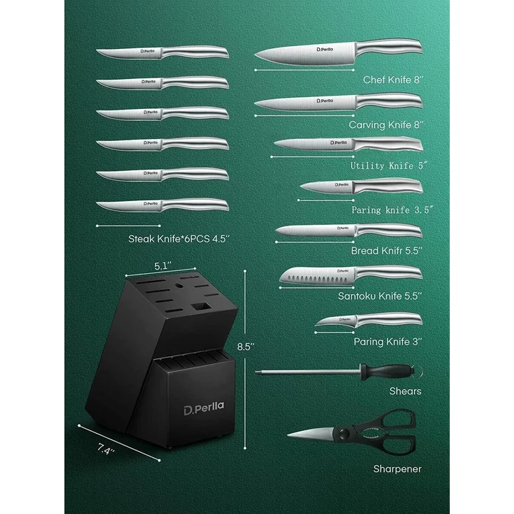 Premium Messerblock mit Messer Holzgriff Messerblock Profi Messer Set 16-TLG – Bild 2