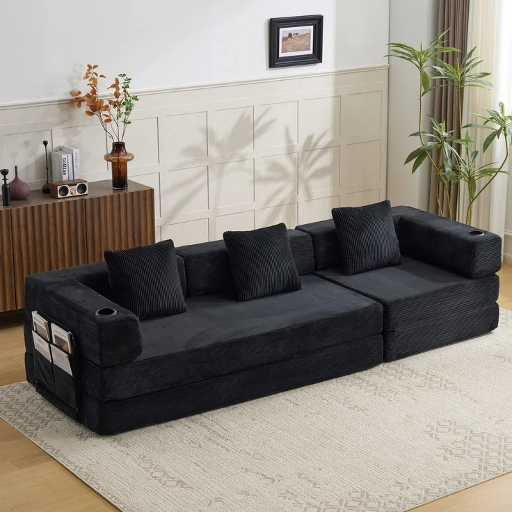 ZUBALIYA Sofa mit Cordbezug, für Wohnzimmer und Apartments, mit stabilem Untergestell, für den täglichen Gebrauch