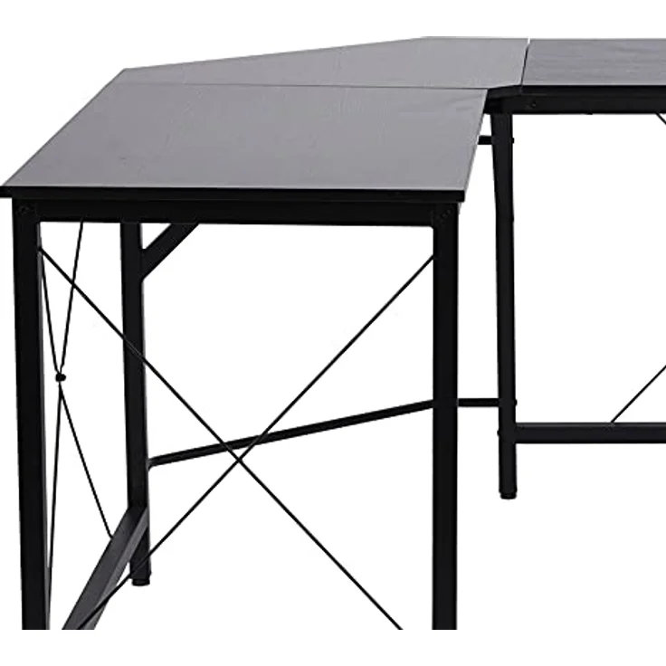 HOMCOM Computertisch Schreibtisch L-Form Eckschreibtisch Winkelschreibtisch MDF Schwarz 150 x 150 x 76 cm – Bild 10